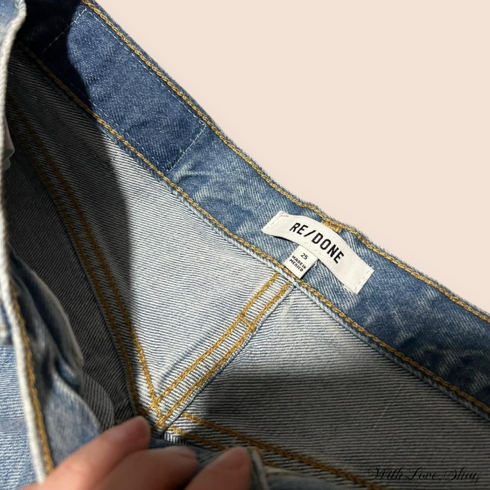 NWT RE/Done medium wash low rise baggy skater denim shorts - Picture 4 of 6